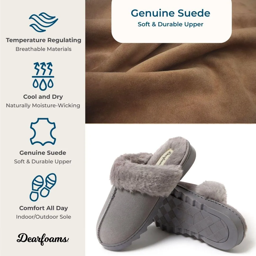      Genuine Suede Scuff Slipper with Memory Foam     