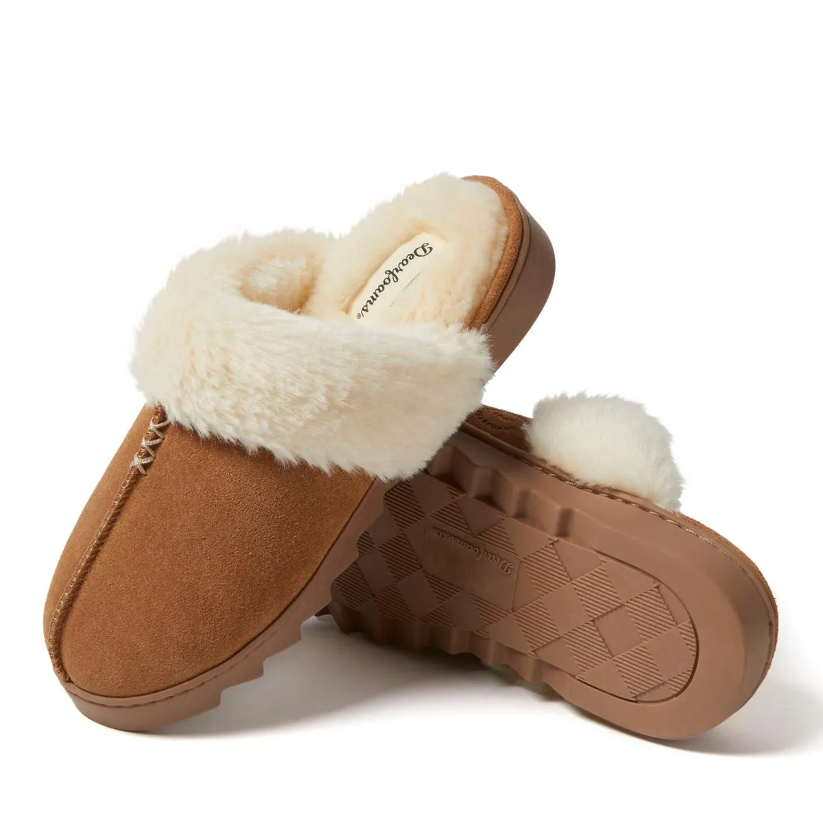      Genuine Suede Scuff Slipper with Memory Foam     