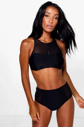 Georgina Zip Front Mesh Racer Bikini