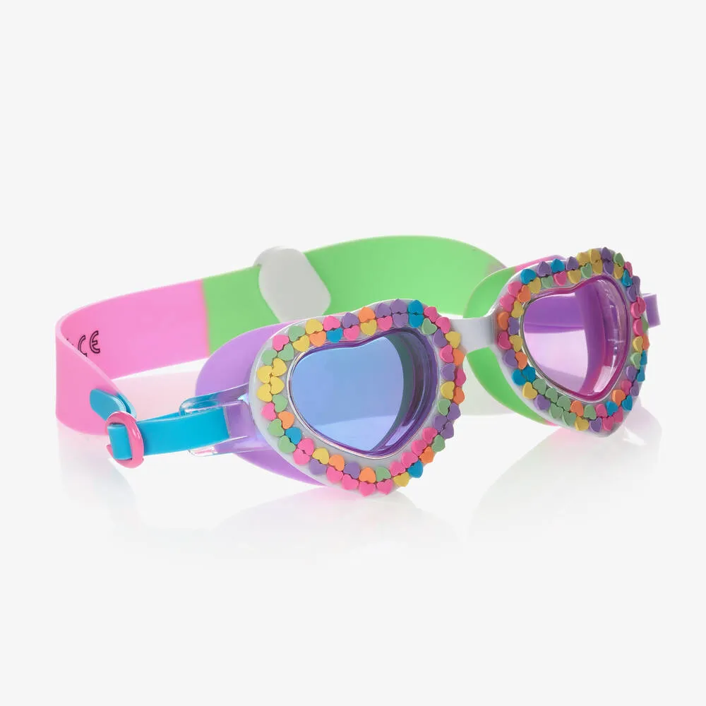 Girls Purple Hearts Swimming Goggles