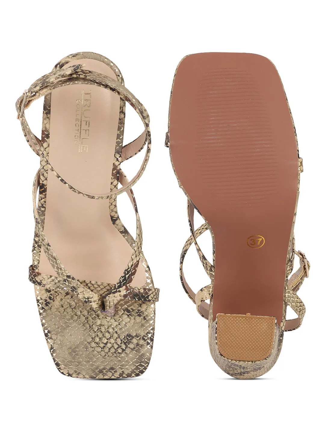 Gold PU Strappy Block Sandals (TC-MSI-101-GLD)