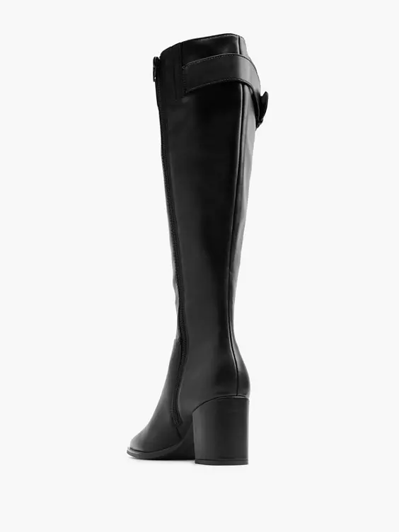 Graceland  Black Classic Long Leg Boot with Buckle Detail