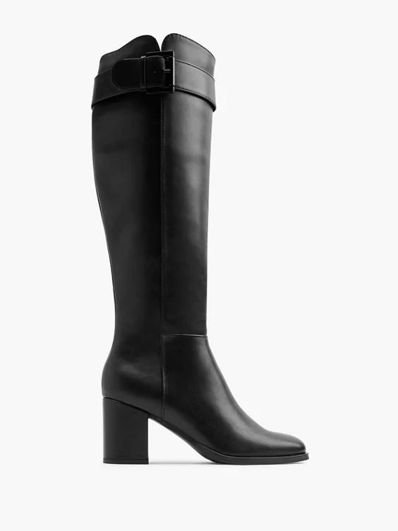 Graceland  Black Classic Long Leg Boot with Buckle Detail