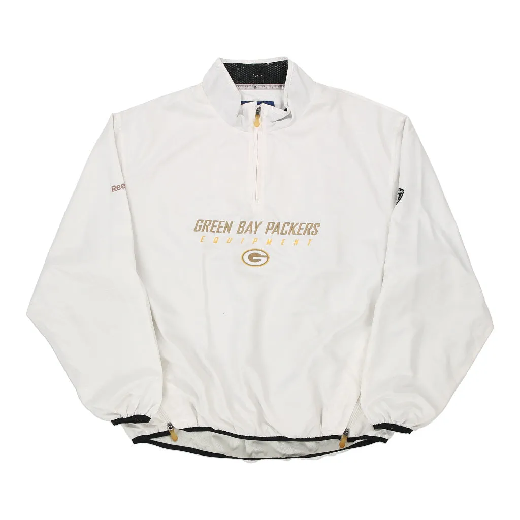 Green Bay Packers Reebok NFL Jacket - Large White Polyester Blend