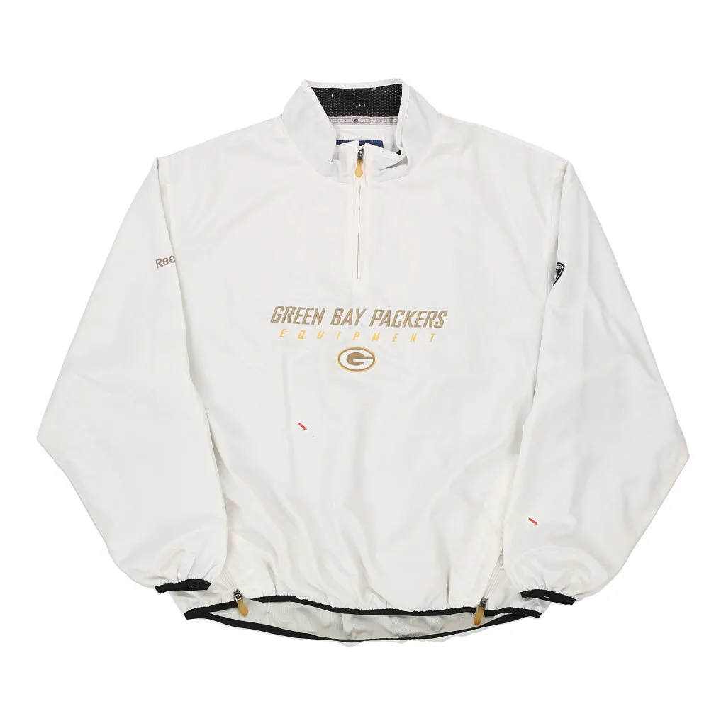 Green Bay Packers Reebok NFL Jacket - Large White Polyester Blend