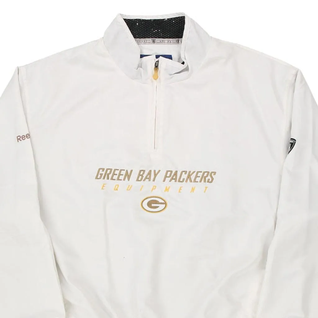 Green Bay Packers Reebok NFL Jacket - Large White Polyester Blend