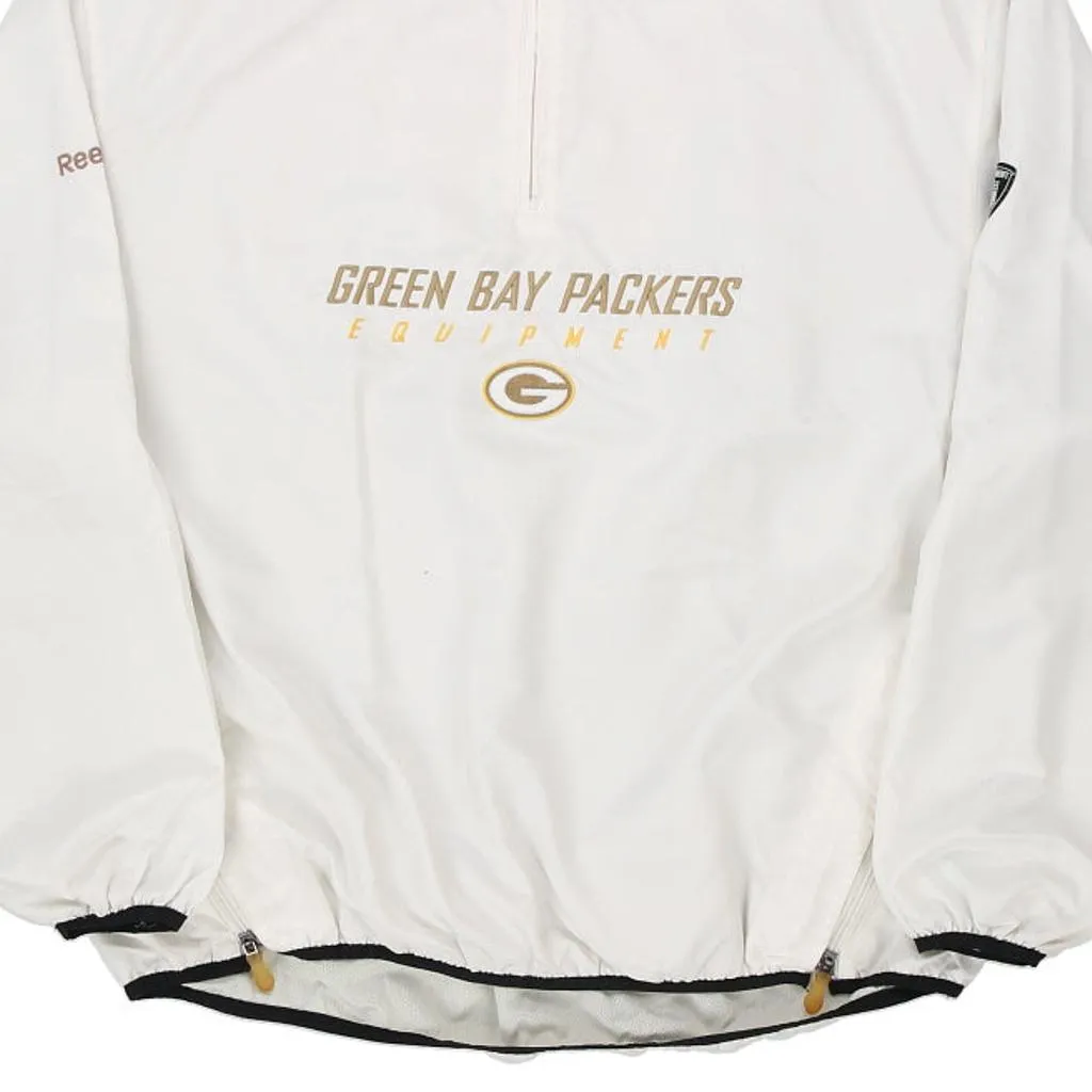 Green Bay Packers Reebok NFL Jacket - Large White Polyester Blend