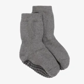 Grey Cotton & Wool Slipper Socks