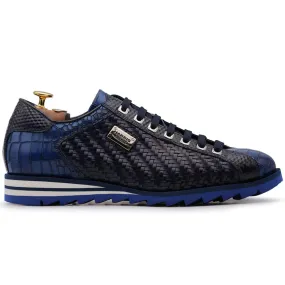 Harris Firenze 1913 Weave Leather Sneakers Blue