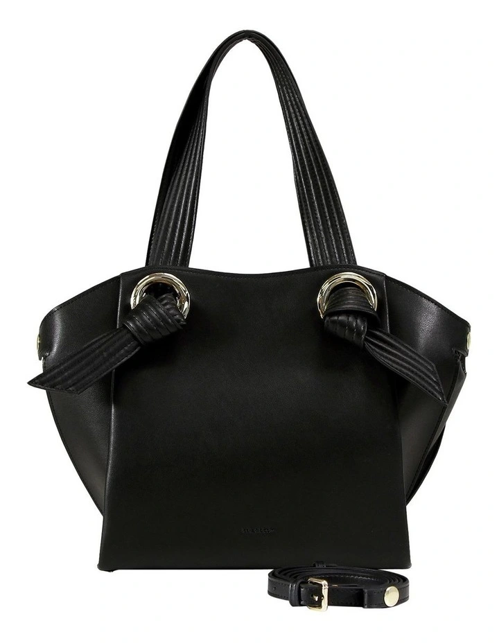 Heart Of Gold Leather Shoulder Bag in Black