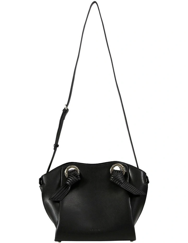 Heart Of Gold Leather Shoulder Bag in Black