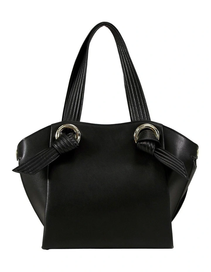 Heart Of Gold Leather Shoulder Bag in Black