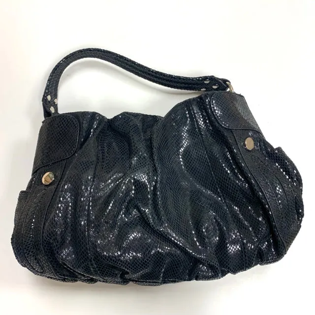 Hype Black Leather Animal Print Shoulder Handbag