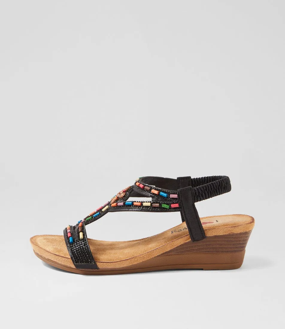 I LOVE BILLY Sandy Black Shimmer Multi Sandals