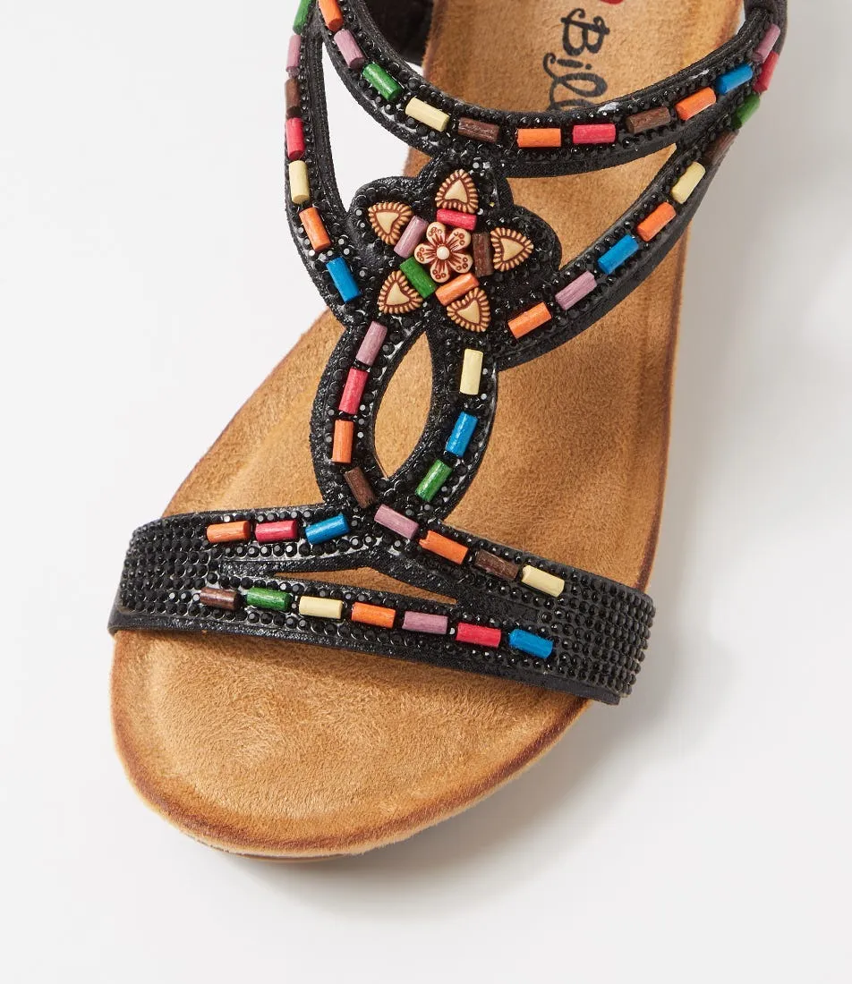 I LOVE BILLY Sandy Black Shimmer Multi Sandals