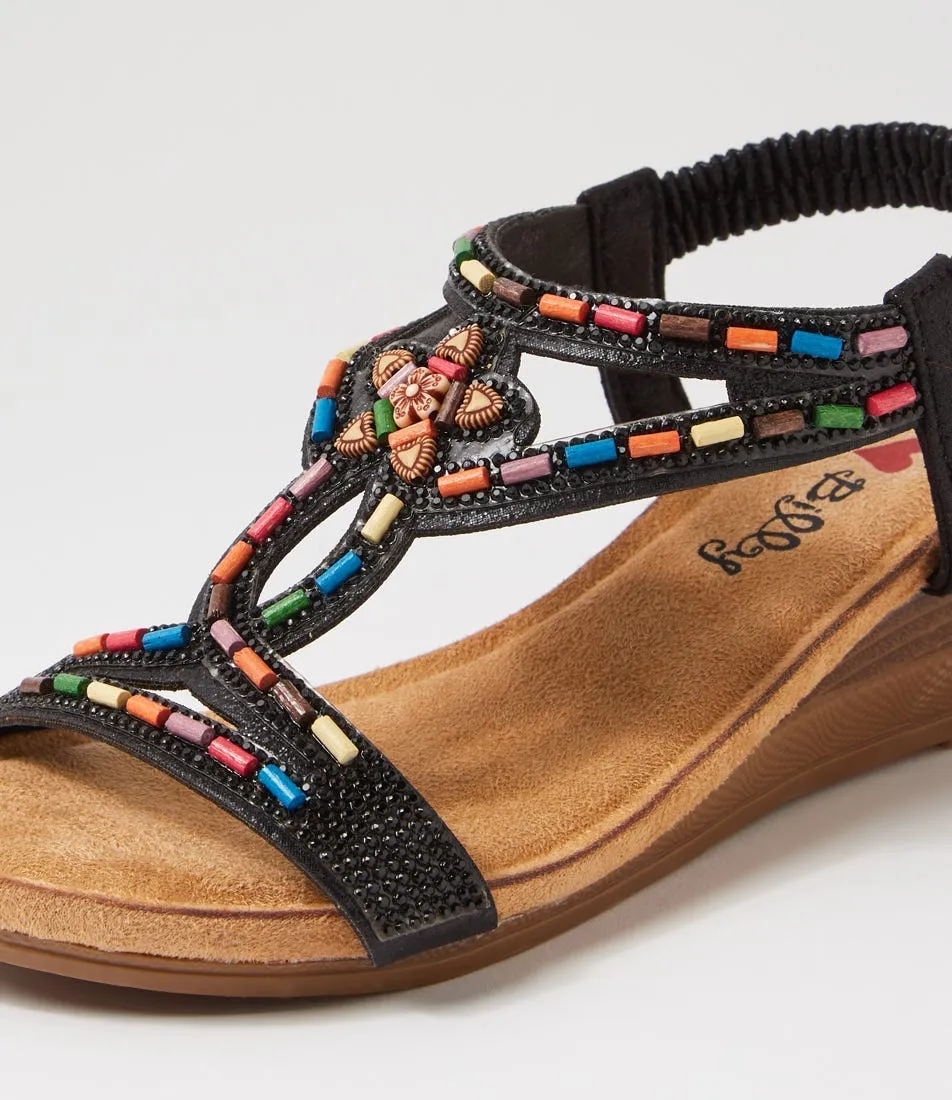 I LOVE BILLY Sandy Black Shimmer Multi Sandals