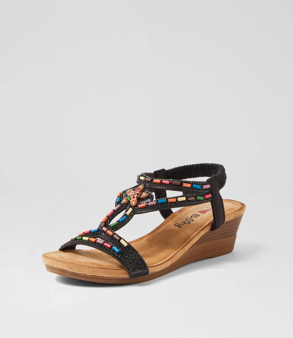 I LOVE BILLY Sandy Black Shimmer Multi Sandals