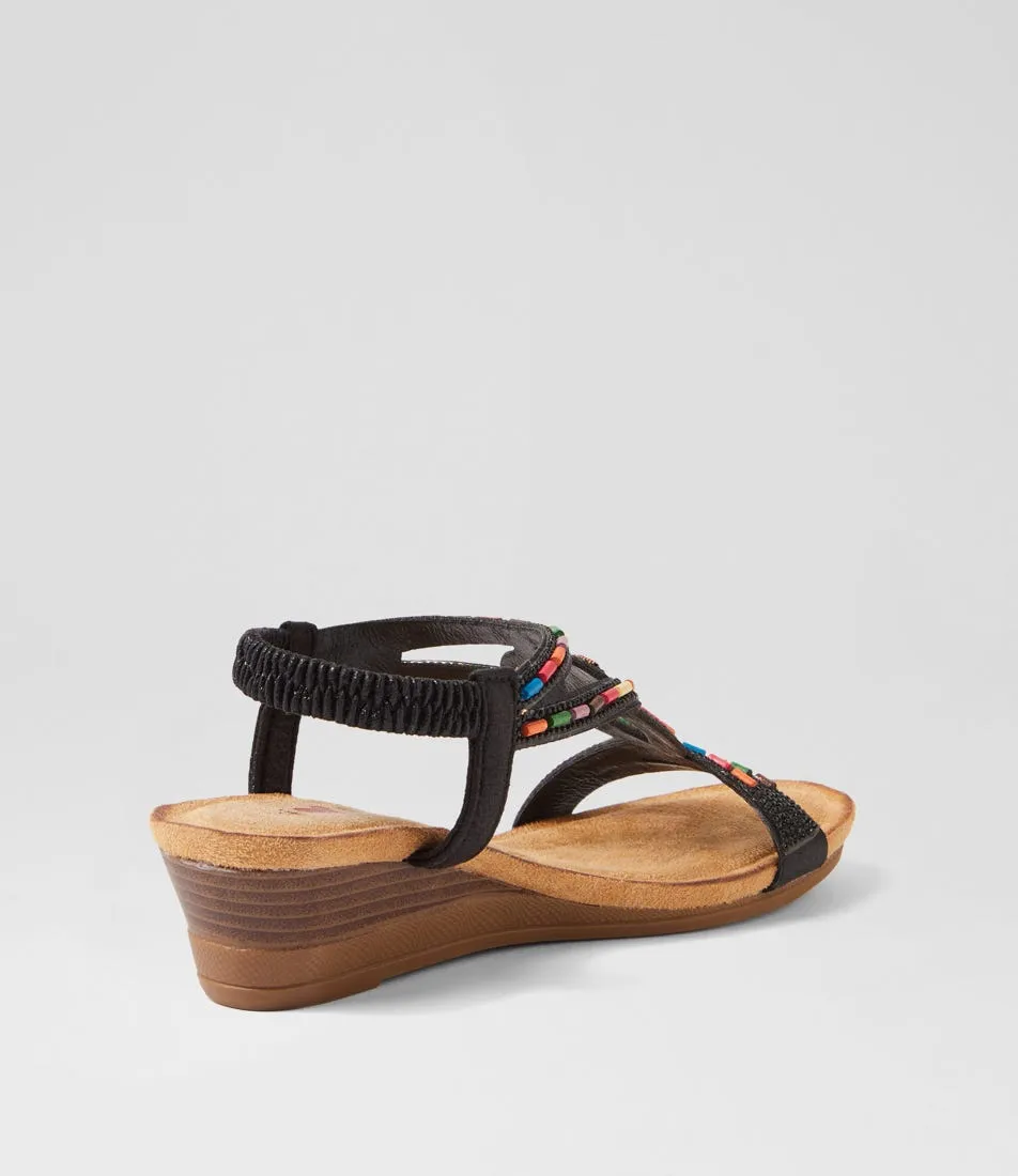 I LOVE BILLY Sandy Black Shimmer Multi Sandals