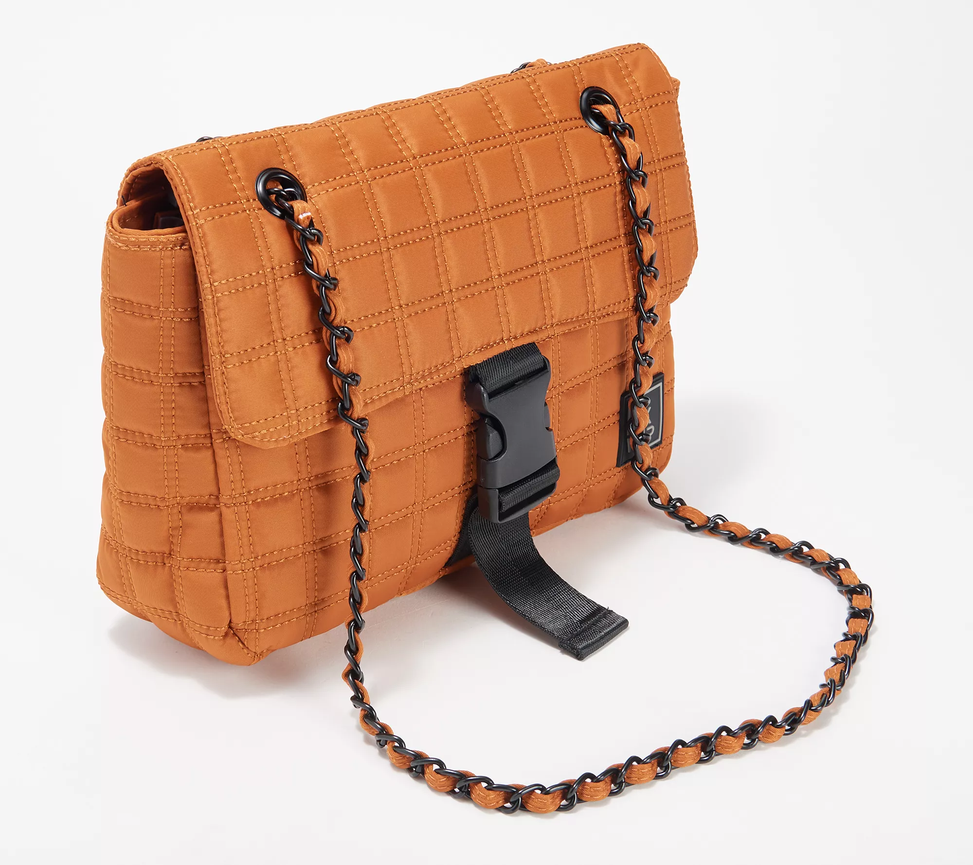 IHKWIP Quilted Flap Convertible Shoulder Bag w/ Chain Strap