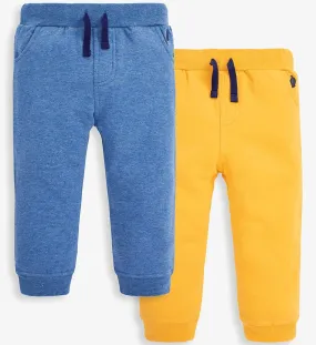 Jojo Maman Bebe 2-Pack Cargo Joggers in Blue+Mustard