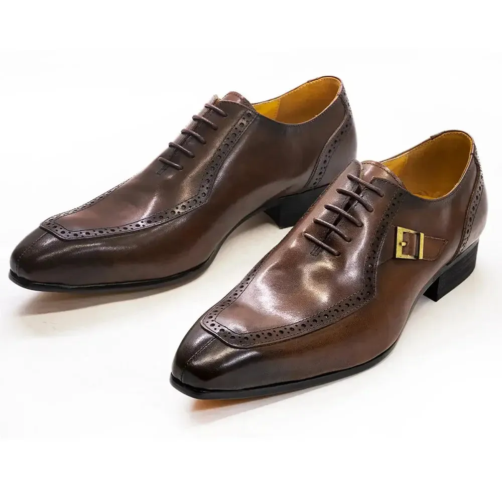 La Fibbia - Men's Luxury single buckle leather oxford dress shoes