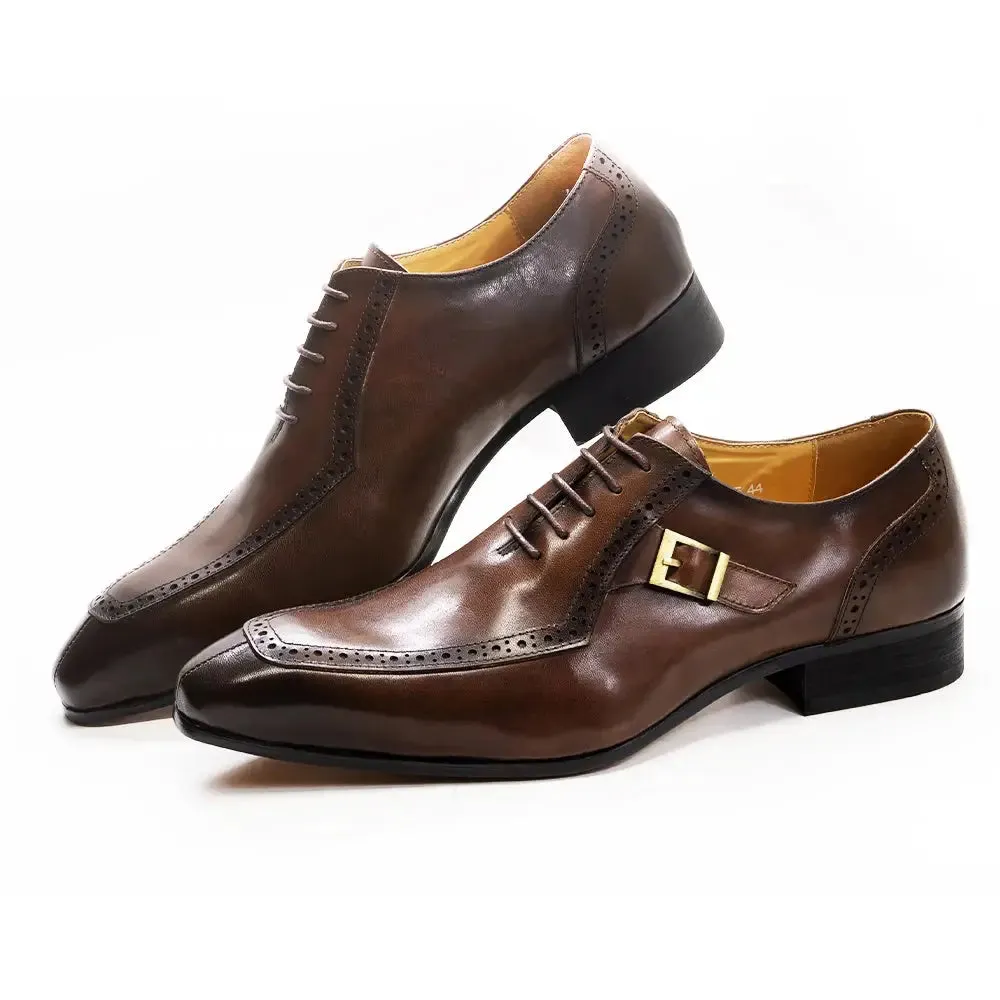 La Fibbia - Men's Luxury single buckle leather oxford dress shoes