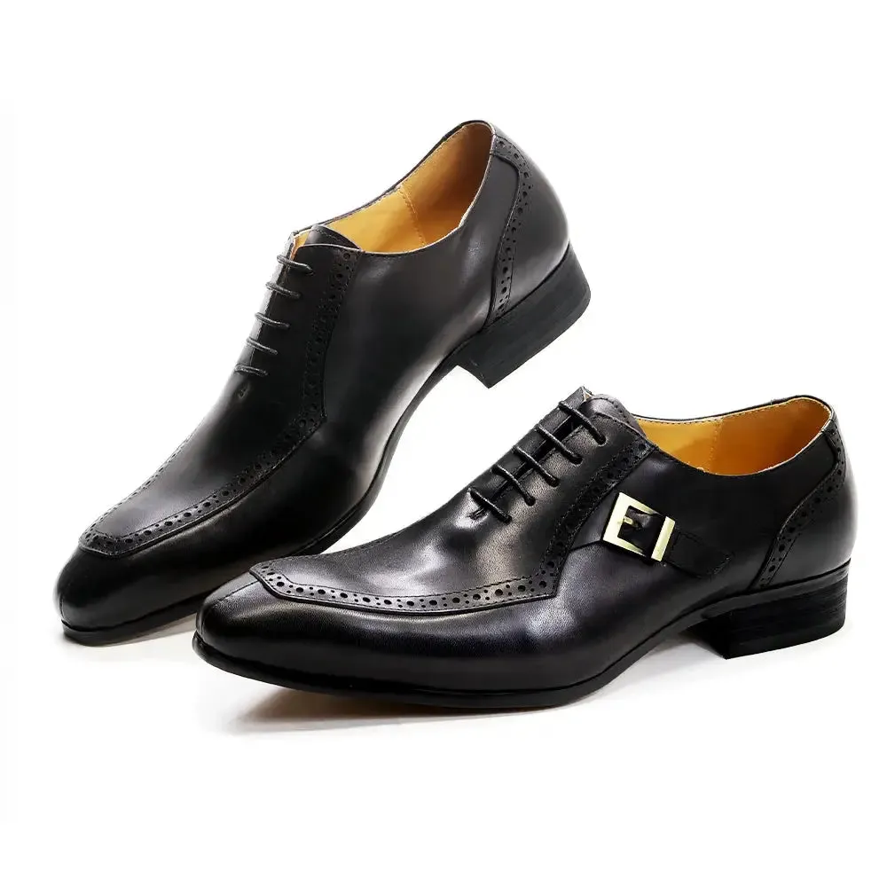 La Fibbia - Men's Luxury single buckle leather oxford dress shoes