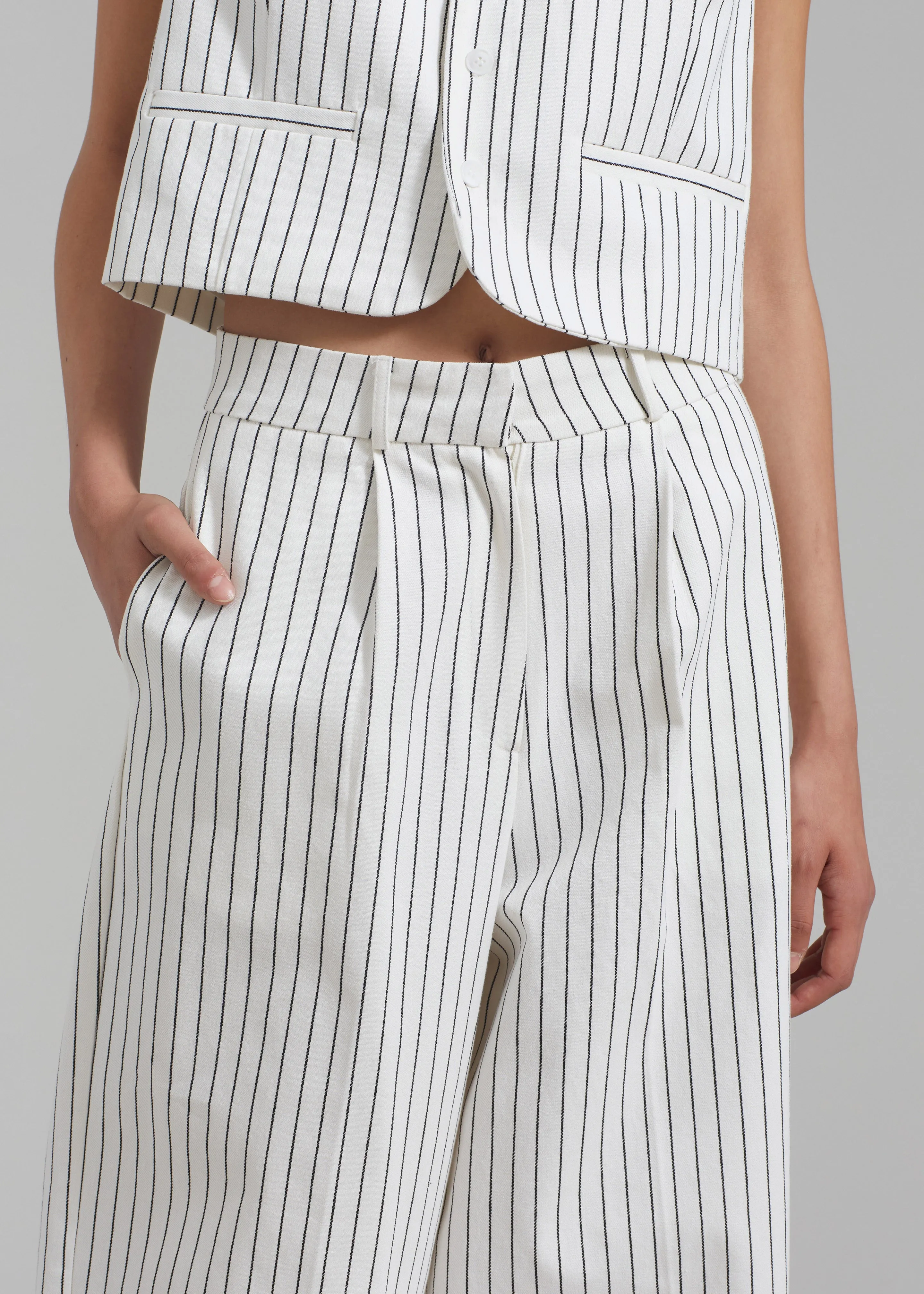 Landry Wide Leg Trousers - White/Black Stripe