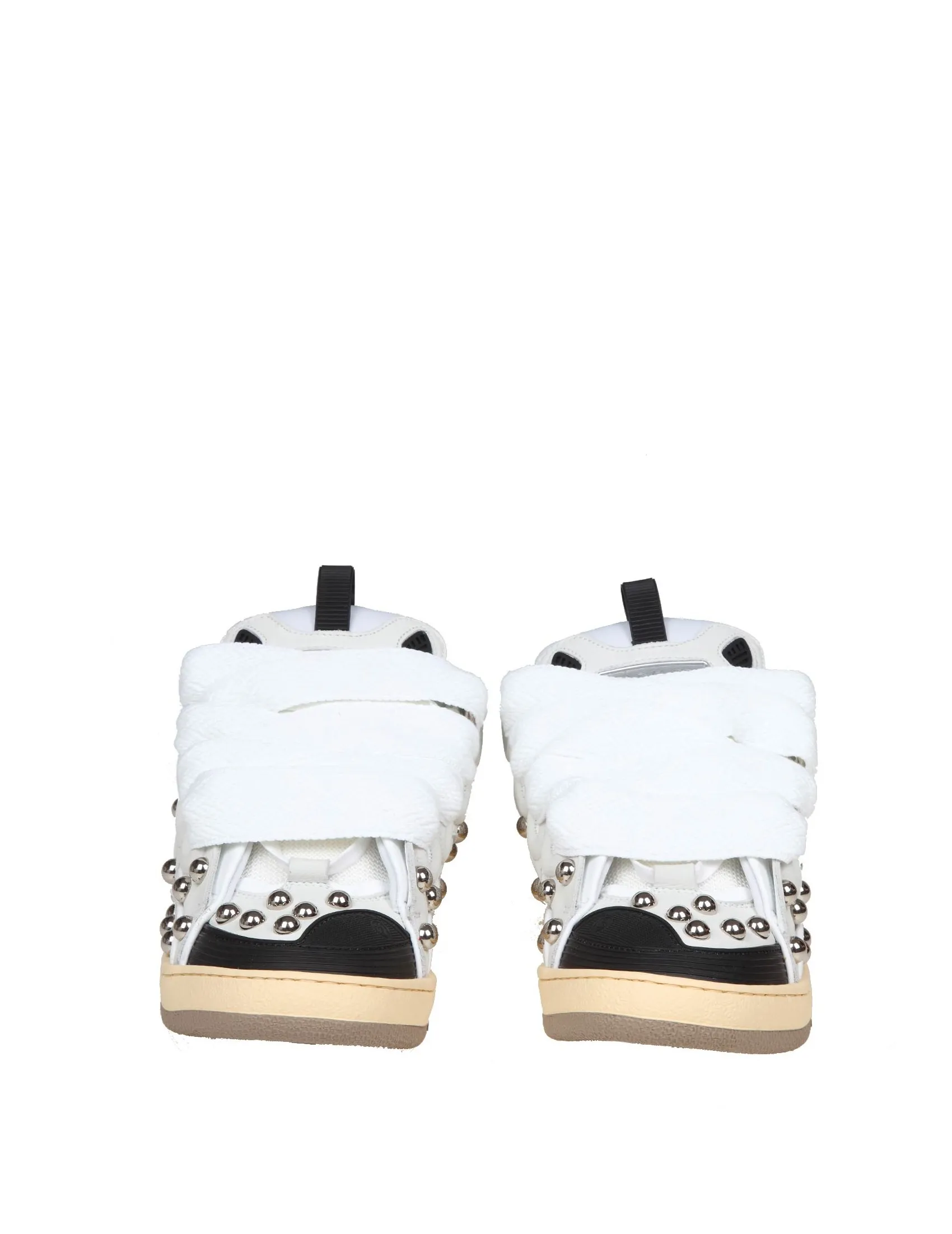 LANVIN CURB SNEAKERS IN BLACK AND WHITE LEATHER WITH APPLIED STUDS