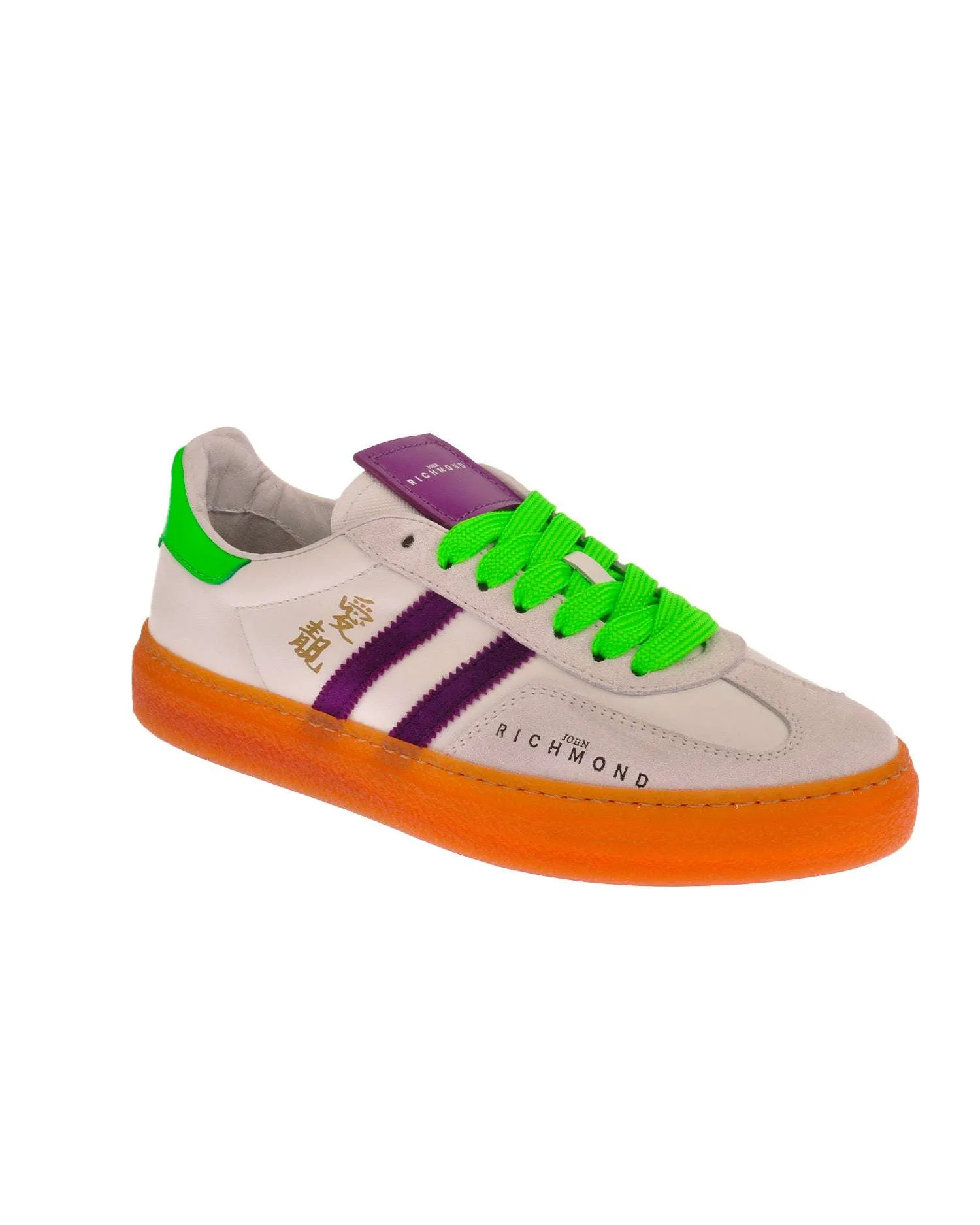 Leather sneakers with logo and side bands