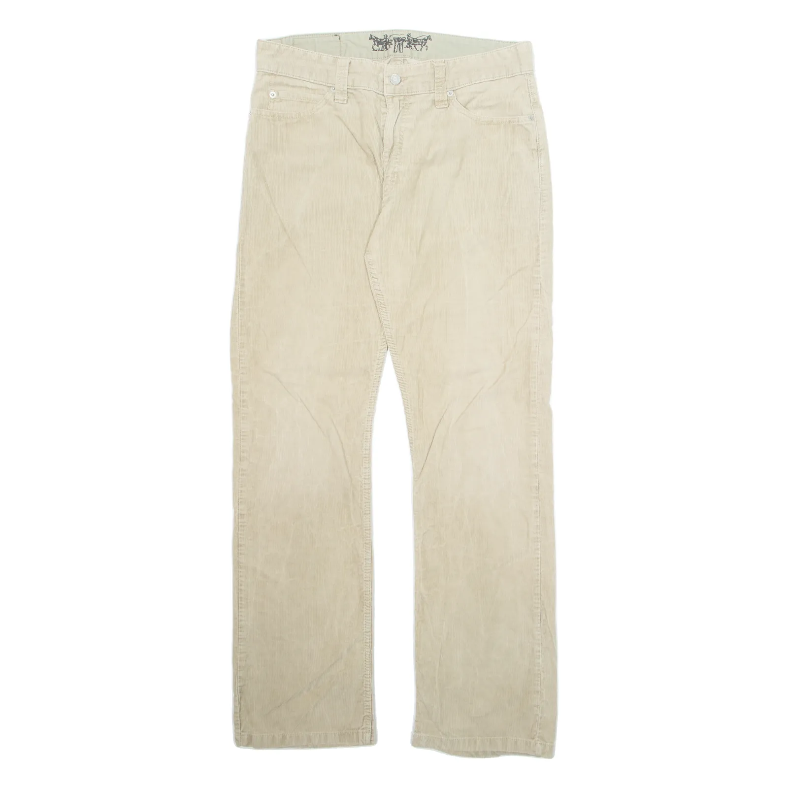 LEVI'S 505 Mens Corduroy Trousers Beige Regular Straight W34 L34