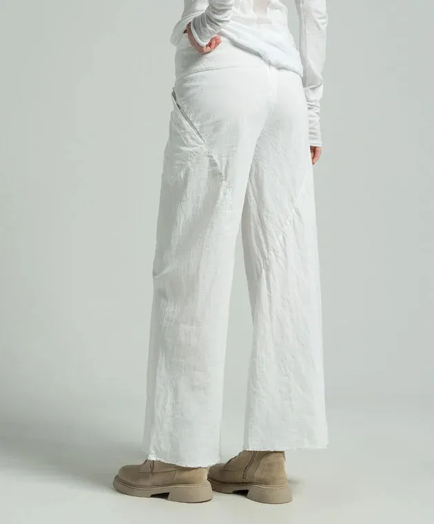 Linen Flared Trousers - Chalk