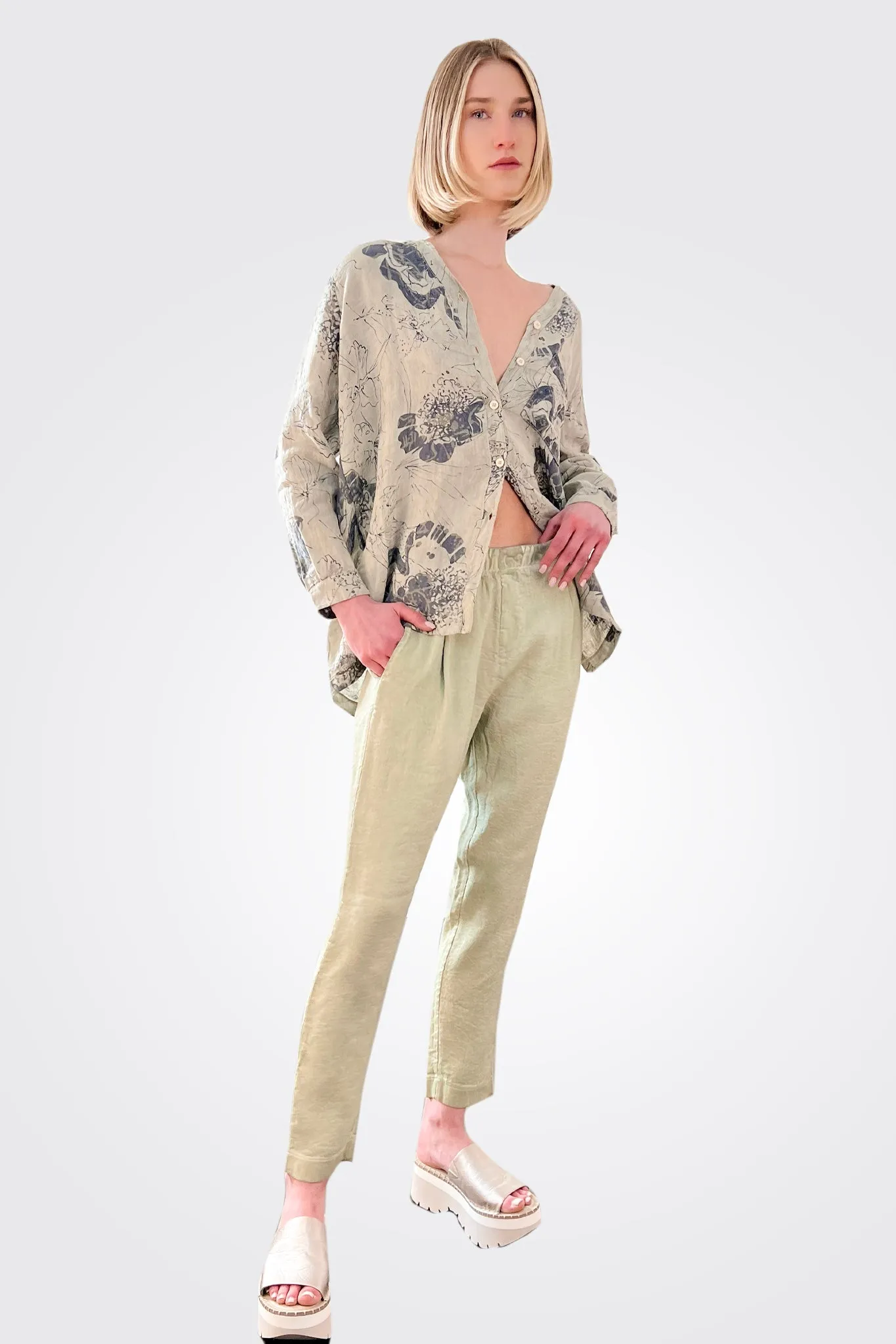 Linen Trousers - Green Water