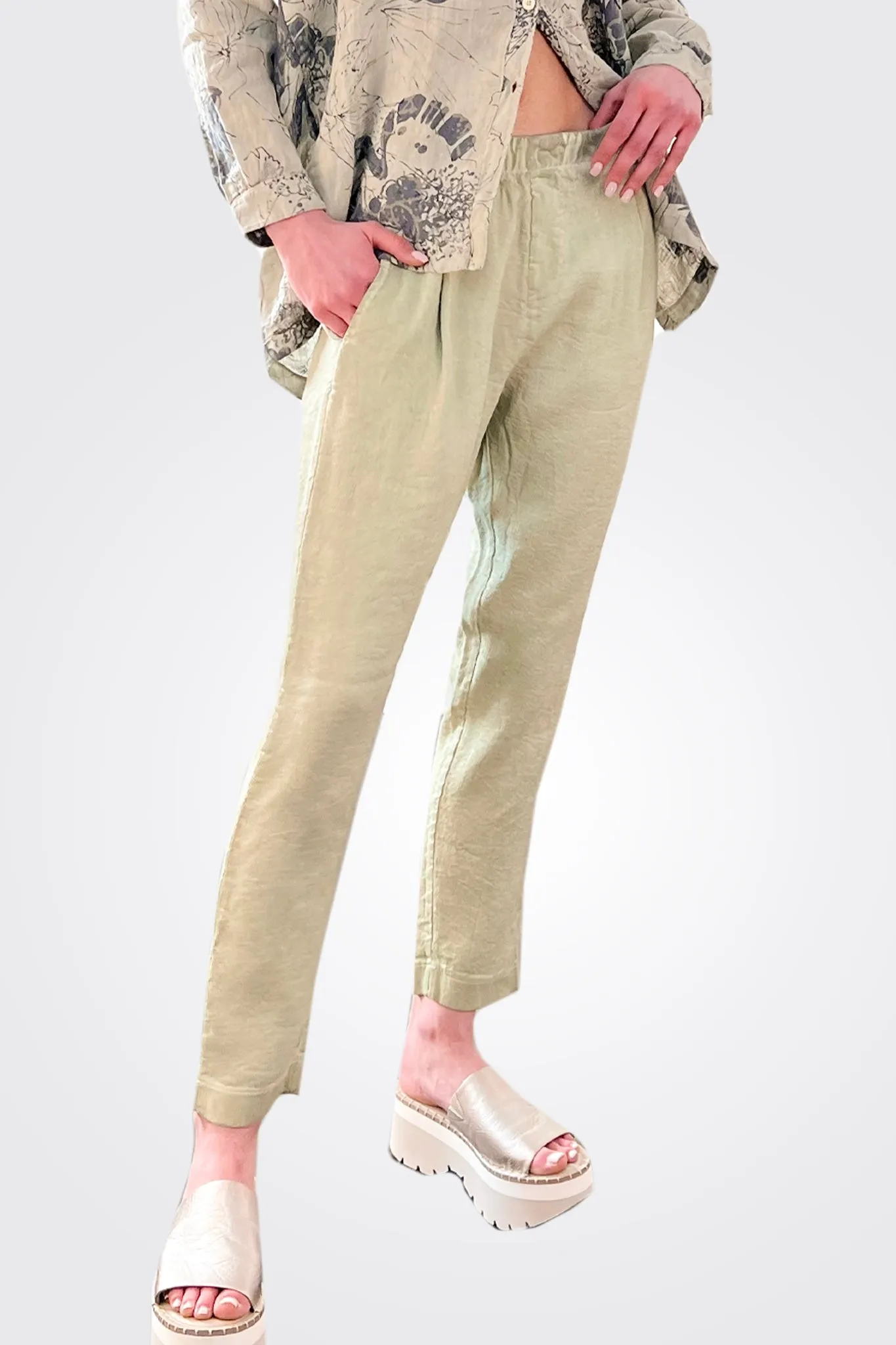 Linen Trousers - Green Water