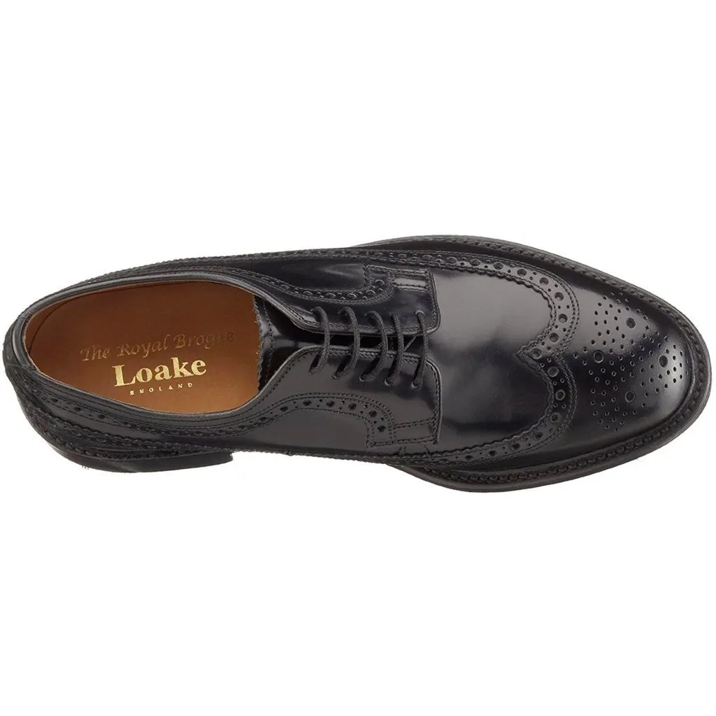 Loake Royal Black Mens Leather Full Brogue Lace-up Formal Shoes - UK 7.5