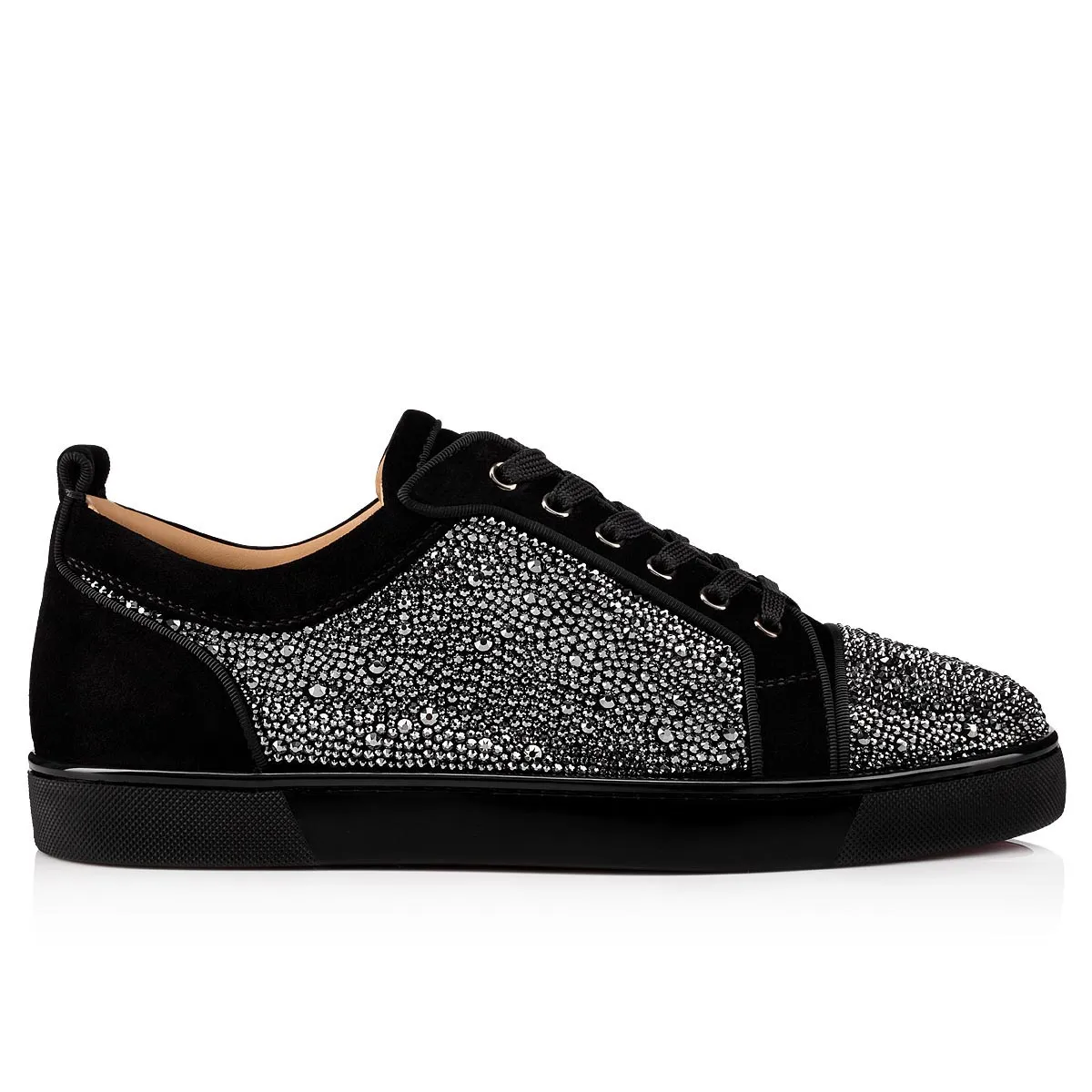 Louis Junior Strass Sneakers - Suede calf and strass - Black - Men