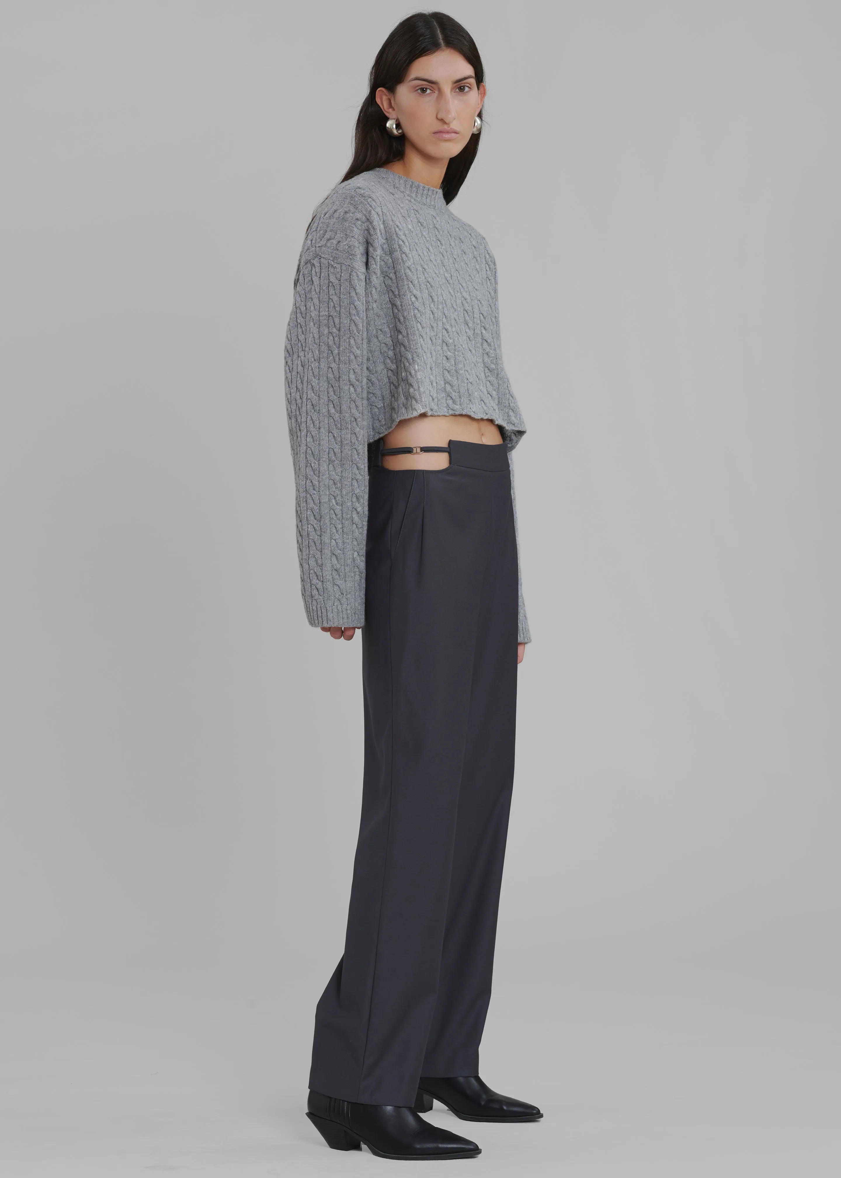 Louise Cut Out Trousers - Charcoal