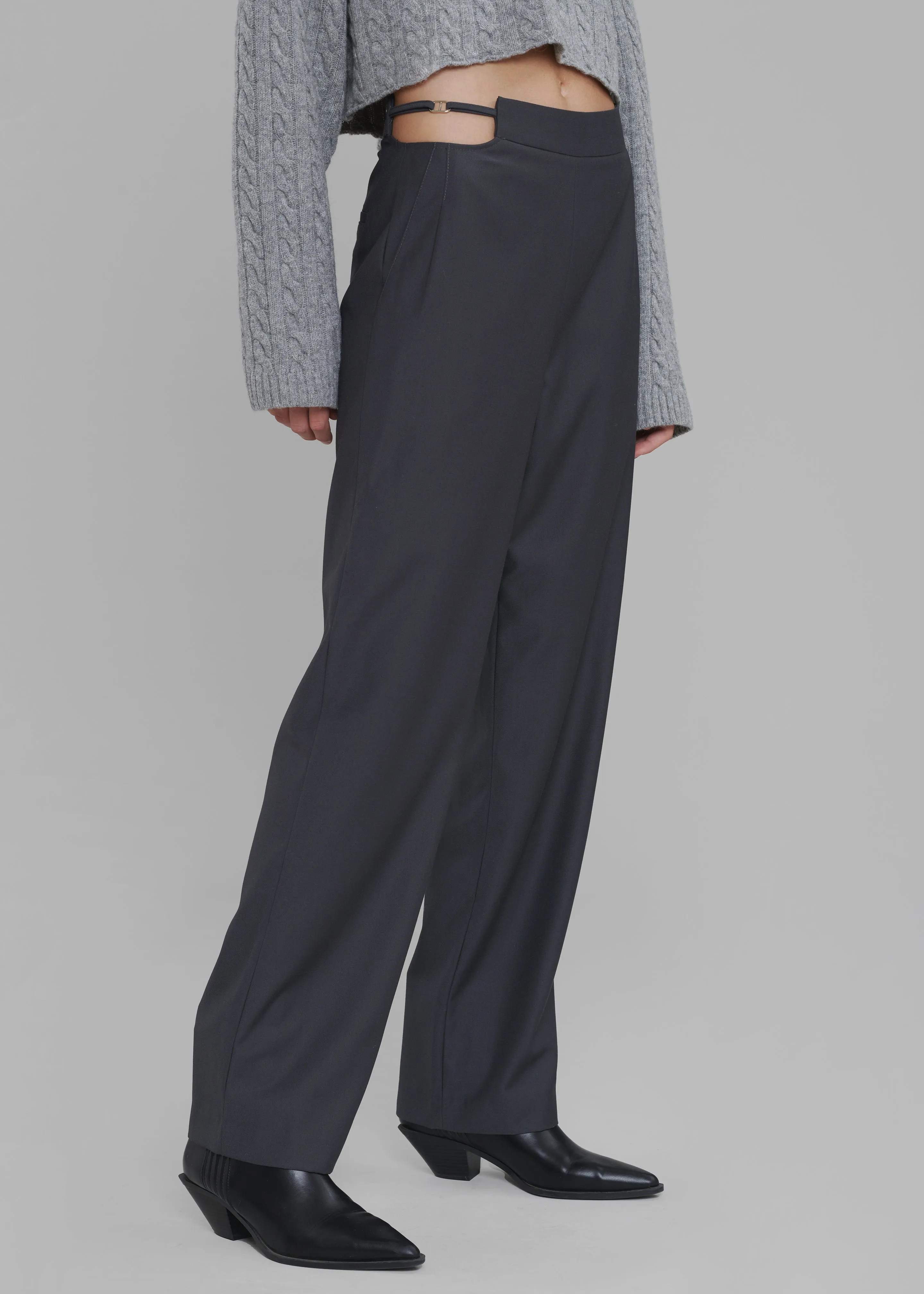 Louise Cut Out Trousers - Charcoal