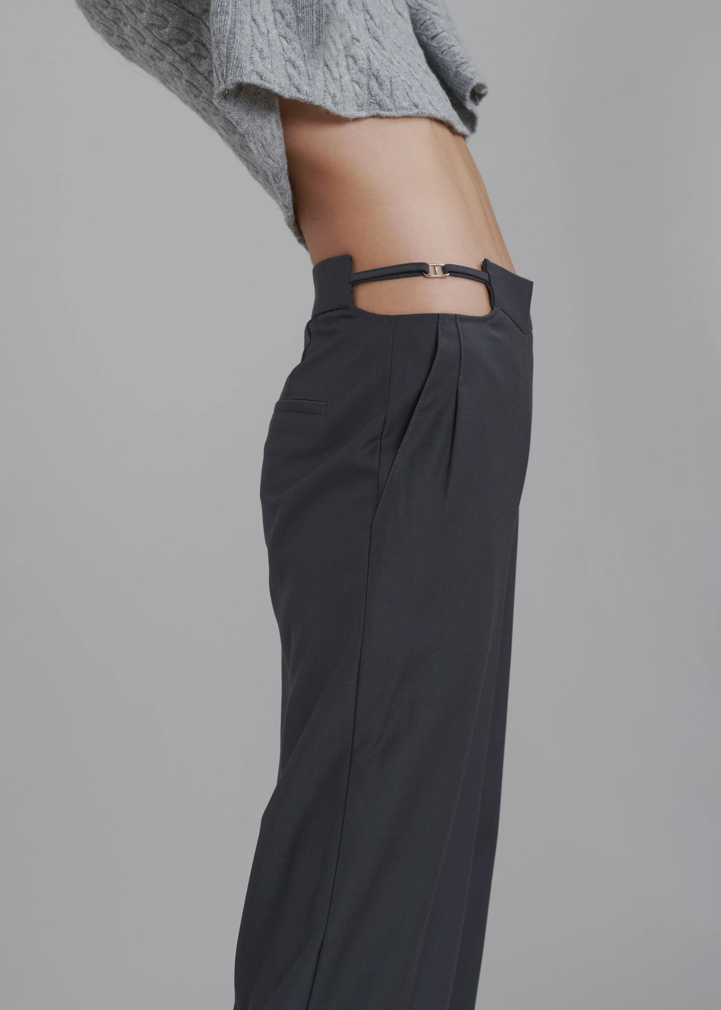 Louise Cut Out Trousers - Charcoal