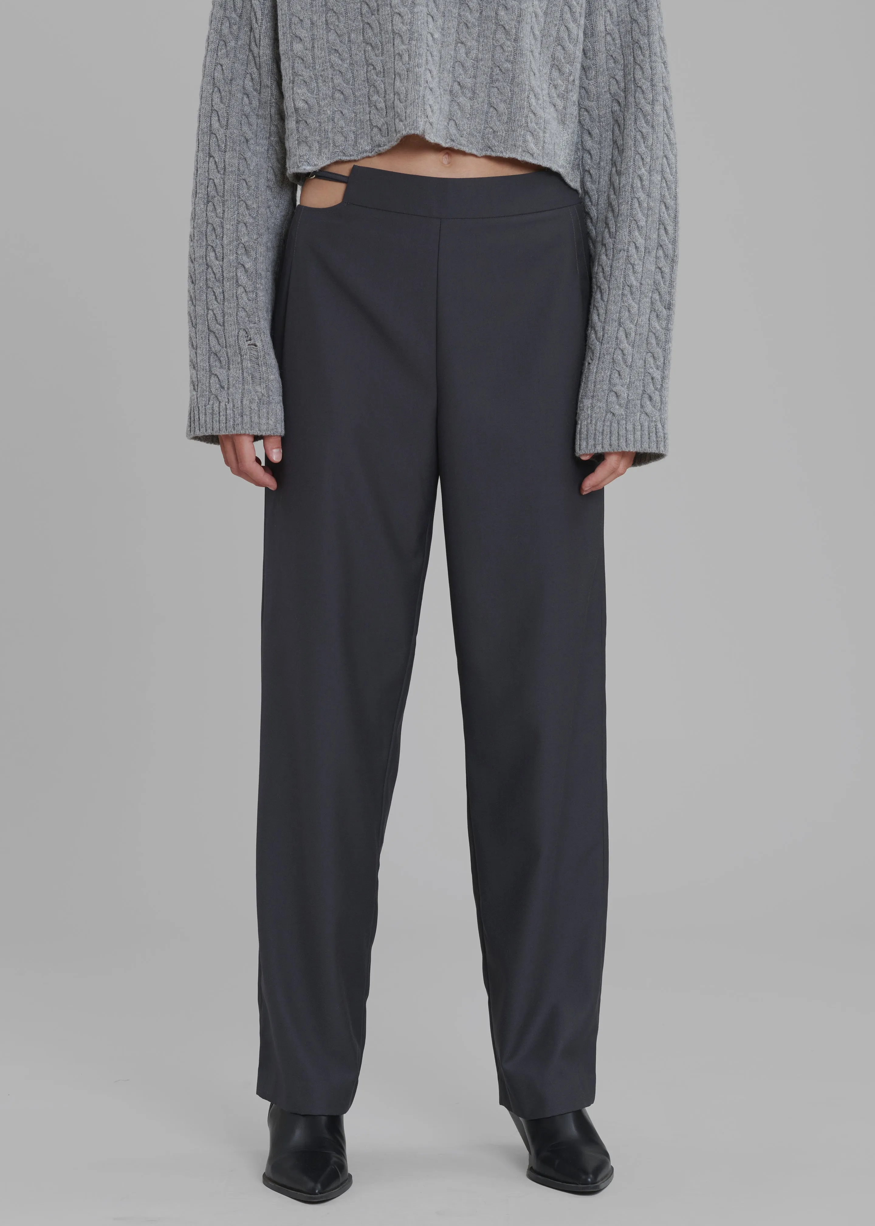 Louise Cut Out Trousers - Charcoal