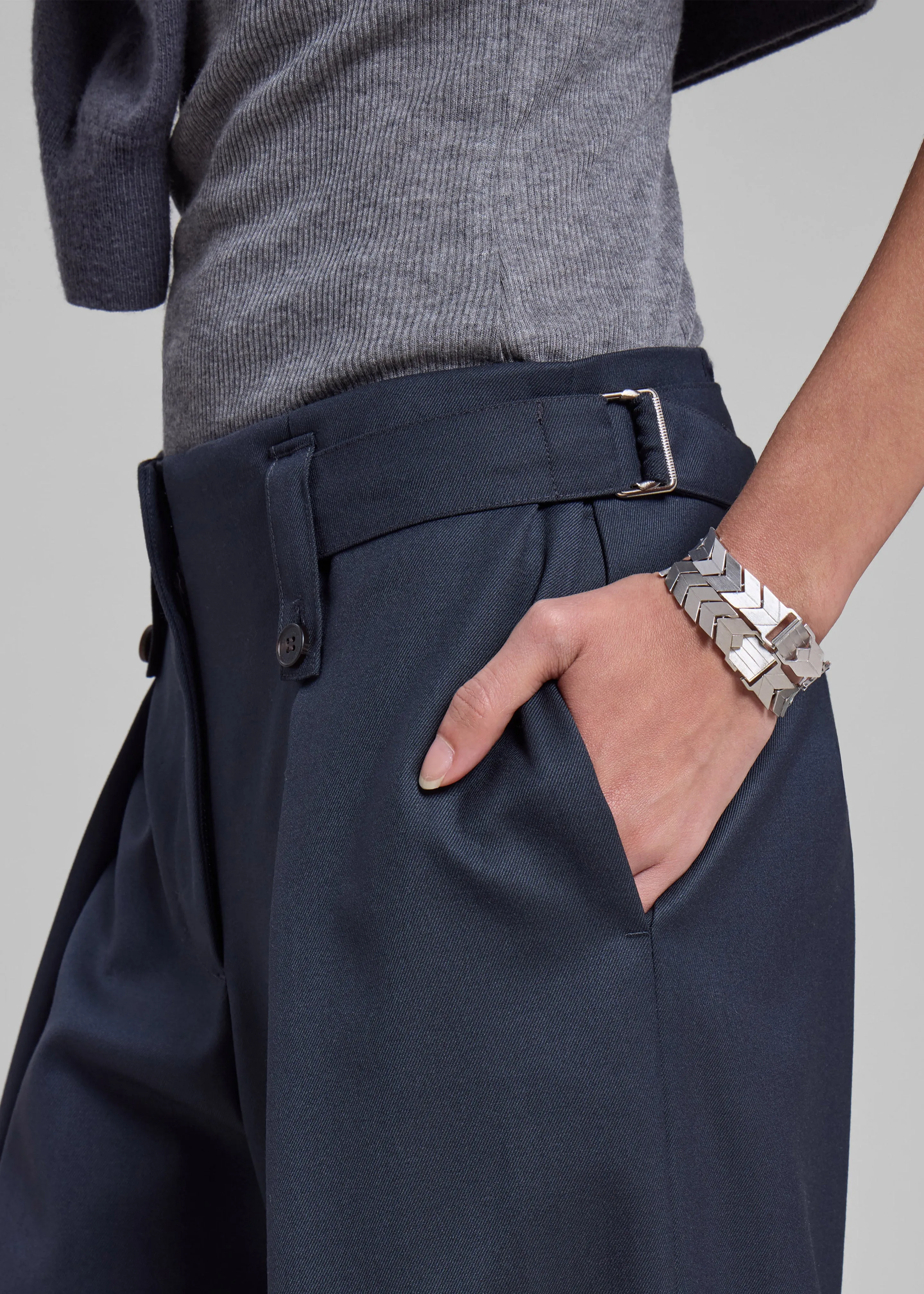 Low Classic Belt Loop Point Trousers - Blue Green