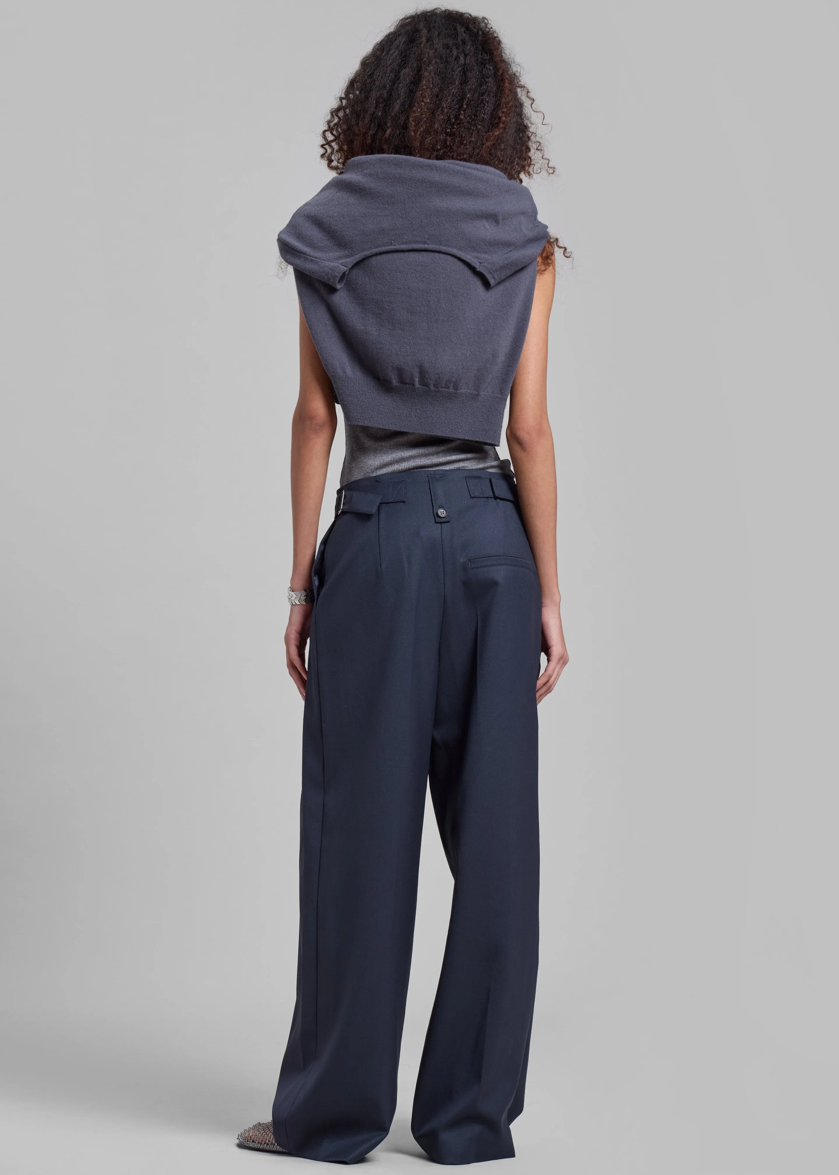 Low Classic Belt Loop Point Trousers - Blue Green