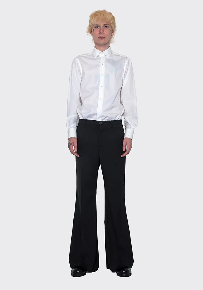 LU'U DAN MP009_LW 70'S LIGHT WOOL BELLBOTTOM TROUSERS BLACK