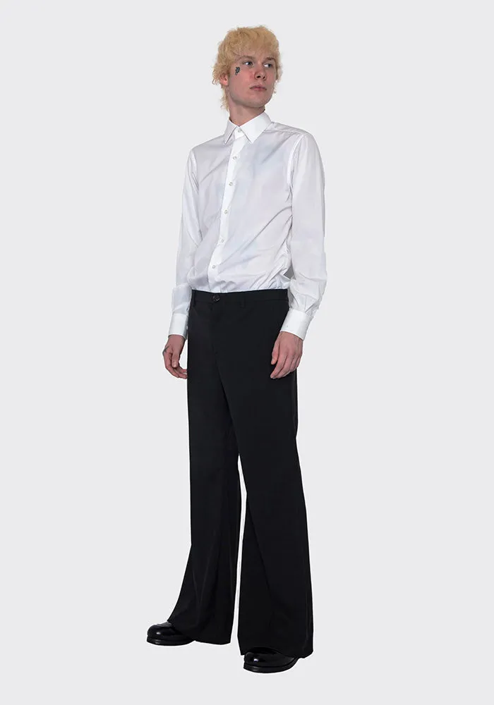 LU'U DAN MP009_LW 70'S LIGHT WOOL BELLBOTTOM TROUSERS BLACK