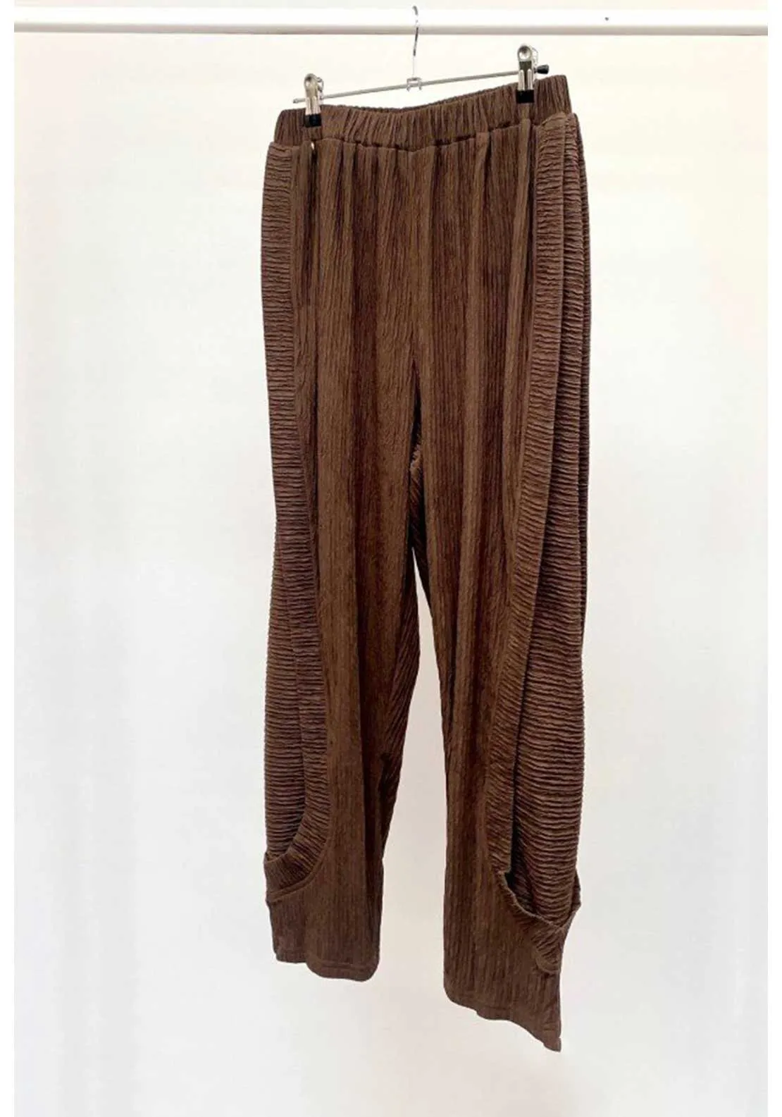 Malissa J Rippled Jersey Cropped Trousers, Chocolate Brown