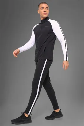 Man Active Gym Contrast Raglan Tracksuit