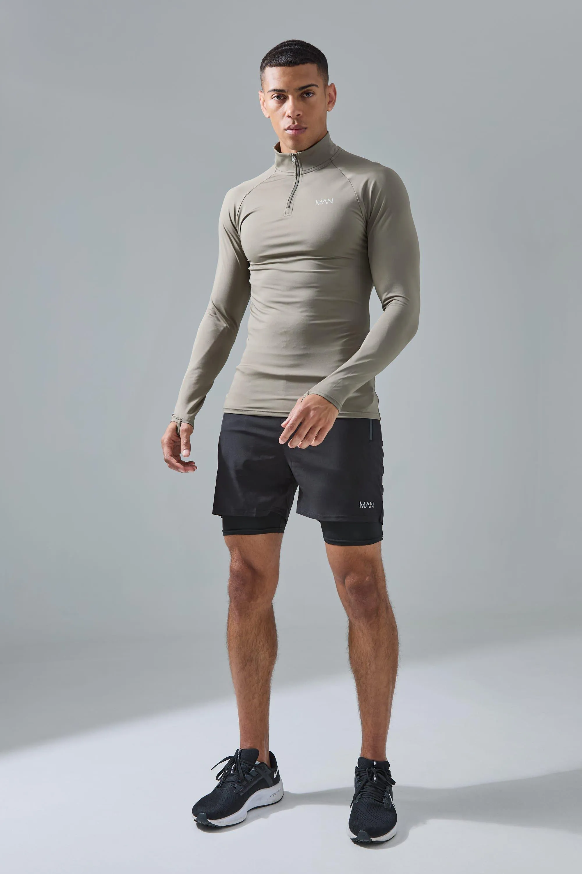 Man Active Quarter Zip 2-in-1 Short Tracksuit