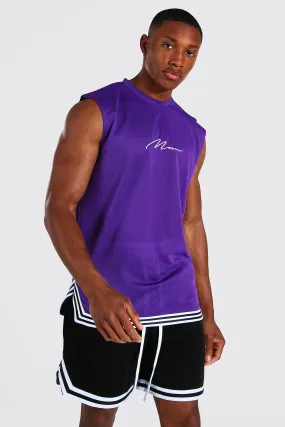 Man Signature Mesh Tape Tank