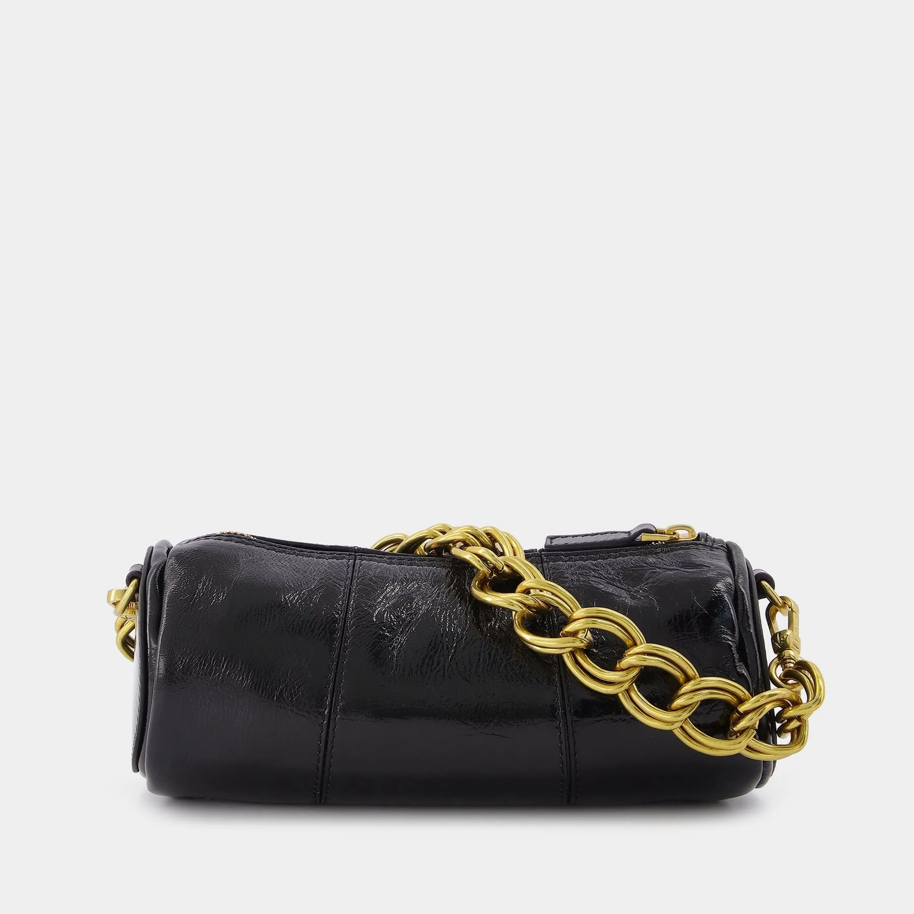 Manu Atelier  Mini Cylinder Bag in Black Leather