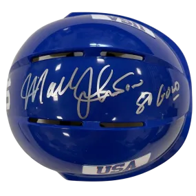 Mark Johnson Autographed Royal Blue Mini Helmet 80 Gold (#10/10)